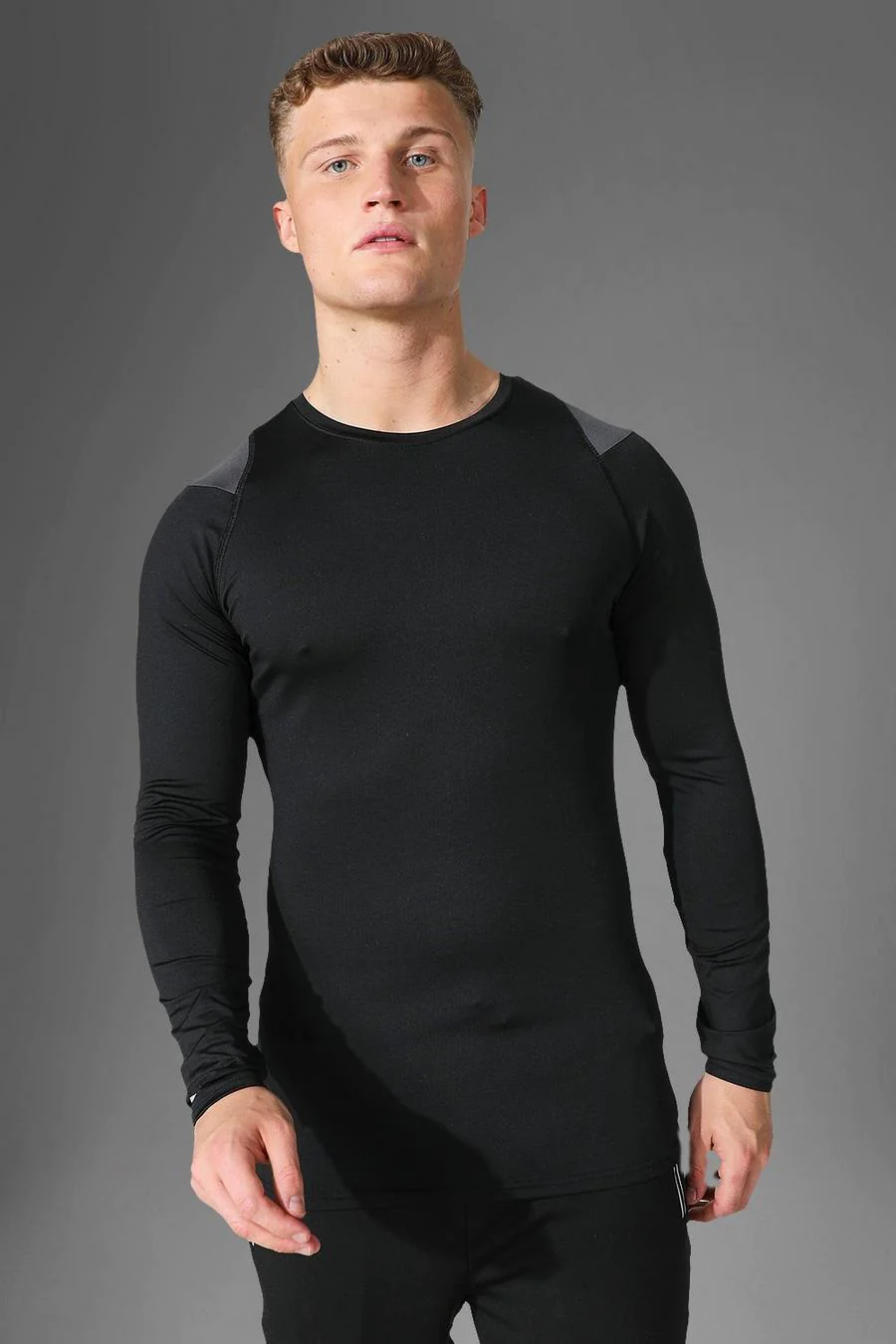 Man Active Gym Contrast Compression Ls Top